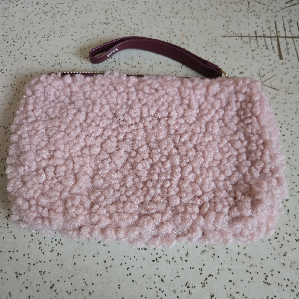 Ipsy Pink Sherpa Pouch